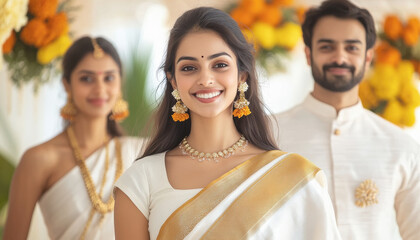 Naklejka premium young indian couple standing together at home