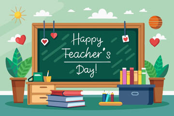 Happy Teacher's day. World Teacher's Day Greeting Card, Background, Poster, Banner, World Teacher's Day concept. Vector illustration.
