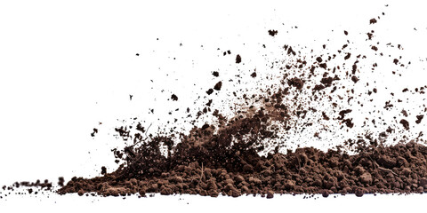 falling soil earth isolated on white or transparent png