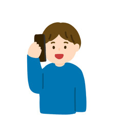 電話で笑顔で話す男性