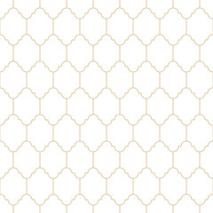 Moroccan seamless pattern with gold line, quatrefoils repeat backdrop ,vector illustration.