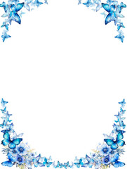 Rectangular frame with light blue butterflies