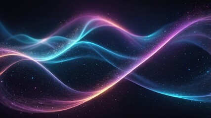 Digital particles of wave, light and energy, multi colored abstract. Ideal for desktop background or wallpaper.