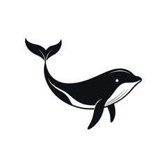 A silhouette of a Blue Whale Vector Illustration.