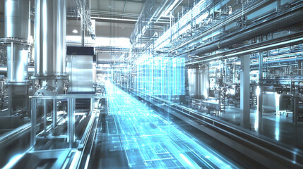 Obraz premium The Future of High-Tech Manufacturing Plants with Advanced Automation Robots