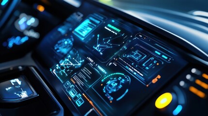 Fototapeta premium Futuristic Car Dashboard with Advanced Display