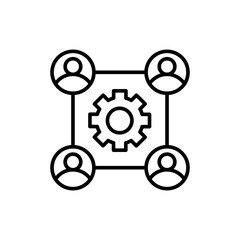 Outsourcing outline icons, minimalist vector illustration ,simple transparent graphic element .Isolated on white background