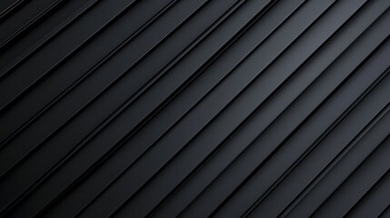 Obraz premium Textured black corrugated material, sharp linear pattern creating depth and contrast, ideal for industrial, architectural, or futuristic visuals