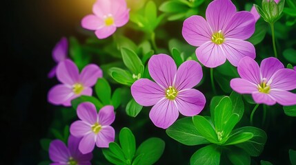 Delicate Pink Flowers Blooming in the Sunlight