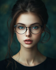 Fototapeta premium Portret pięknej młodej kobiety w okularach z dużymi oprawkami