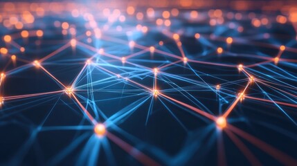 Obraz premium Abstract Network Connection with Glowing Nodes
