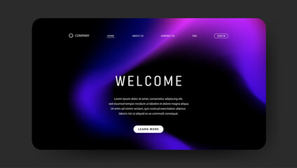 Abstract wave futuristic design of landing page. retro gradient mesh website design