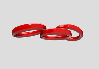 red 3d rings with shadow. toys