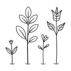 Set of Single one line drawing plant concept. Continuous line draw design vector illustration on white background