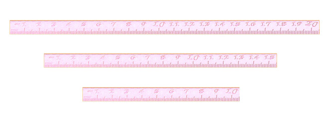 Pink ruler with a centimeter measure. On isolated transparent background.