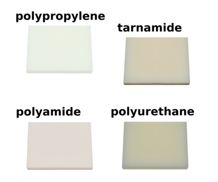 Polypropylene, tarnamide, polyamide, polyurethane - durable artificial material. On isolated transparent background.