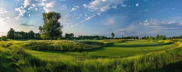Obraz premium portrait of a golf course from the ball's perspective