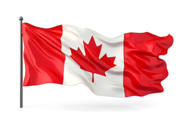 Wavy flag of Canada, isolated on white background