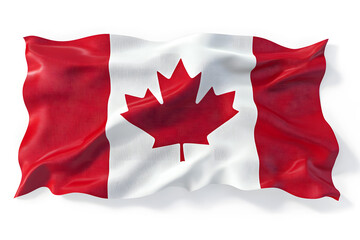 Wavy flag of Canada, isolated on white background