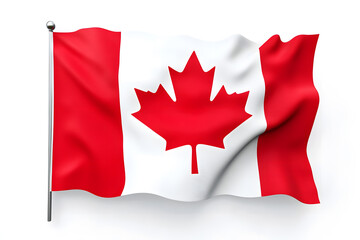 Wavy flag of Canada, isolated on white background