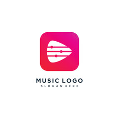 Music logo design icon vector with pick guitar concept idea