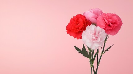 Obraz premium Colorful Carnations on Pink Background