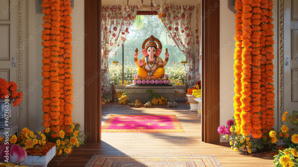 Poster beautiful statue of lord ganesha