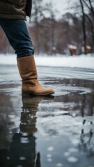 A Peaceful and Reflective Nighttime Journey Through Glimmering Urban Streets