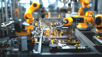 Fototapeta premium Smart robotics enhancing assembly line speed and efficiency 