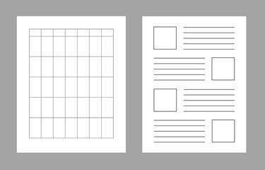 Page Layout with Grid and Text-Image Elements - Template for Document Design. Illustration