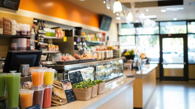 Counter in a Well-Lit Cafe