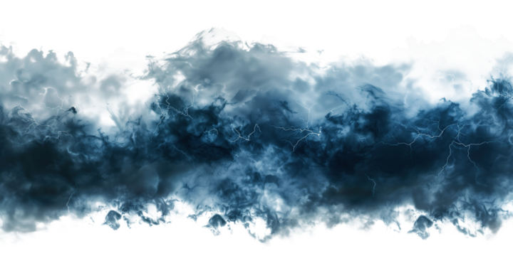 Dark storm clouds on a white background, creating a dramatic and intense atmosphere