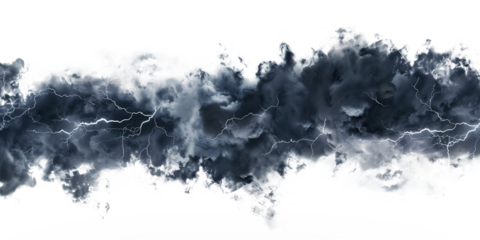 Dark storm clouds on a white background, creating a dramatic and intense atmosphere