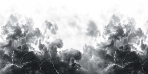 Dark storm clouds on a white background, creating a dramatic and intense atmosphere