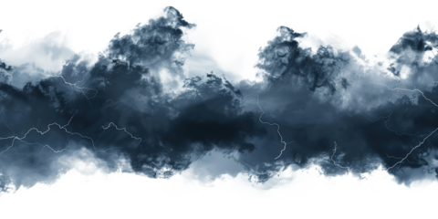 Dark storm clouds on a white background, creating a dramatic and intense atmosphere