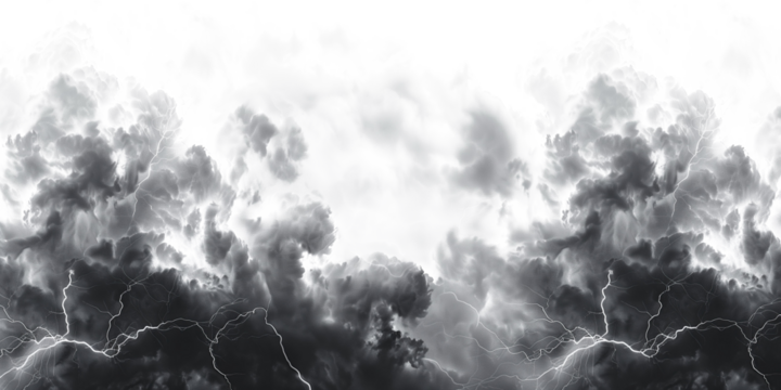 Dark storm clouds on a white background, creating a dramatic and intense atmosphere