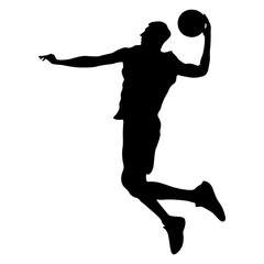 Basketball Player Silhouette on White Background. Vector Illustration.