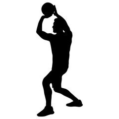 Basketball Player Silhouette on White Background. Vector Illustration.