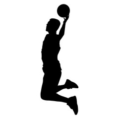 Basketball Player Silhouette on White Background. Vector Illustration.