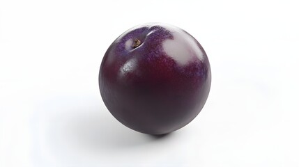 Obraz premium 26. **A 3D render of a fresh plum falling, its deep purple skin and smooth texture contrasted with a pure white backdrop