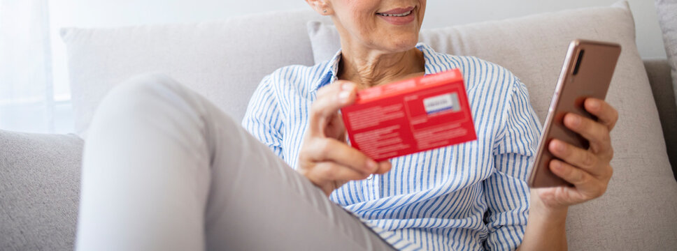 Senior Woman Relaxing and Shopping Online at Home
