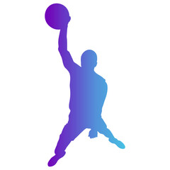 Basketball Player Silhouette with Colorful Design. Isolated Flat Vector Illustration