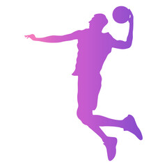 Basketball Player Silhouette with Colorful Design. Isolated Flat Vector Illustration