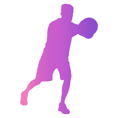 Basketball Player Silhouette with Colorful Design. Isolated Flat Vector Illustration