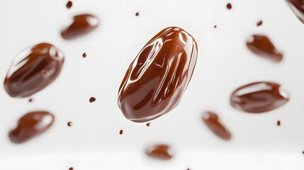 Fototapeta premium 29. **A 3D render of a fresh date falling, its rich brown color and smooth texture contrasting with a clean white background