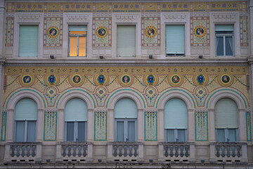 Mosaics on the facade of 