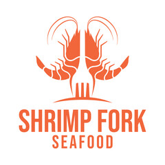 shrimp fork seafood minimalist logo design