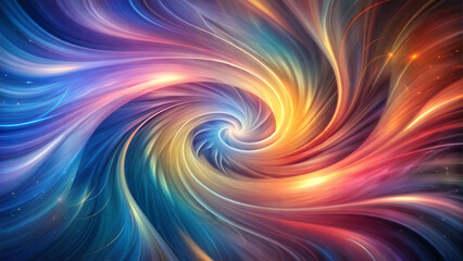Obraz premium Vibrant swirling abstract artwork in vivid colors of blue, orange, and pink