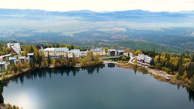 Breathtaking 4K drone footage of &Scaron;trbsk&eacute; Pleso in Slovakia. Experience stunning aerial views of this beautiful mountain lake surrounded by the majestic High Tatras