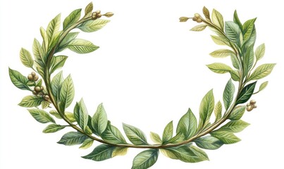 Illustration of a broad circular laurel frame
